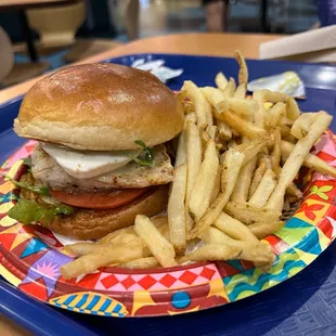 Chicken sandwich and fries