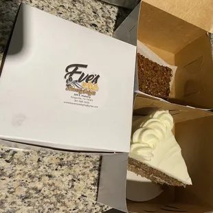 Pecan bar and carrot cake