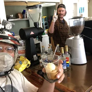Interior: ¡master chef &amp; me enjoying a delicious affogato!