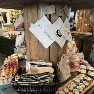  variety of goods displayed on a table