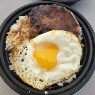 a fried egg and rice