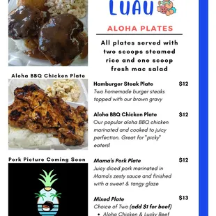 a menu for a hawaiian restaurant