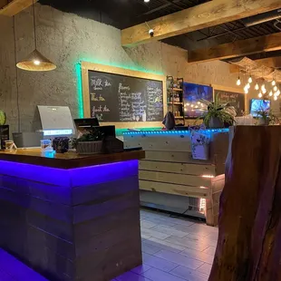 the counter and the bar