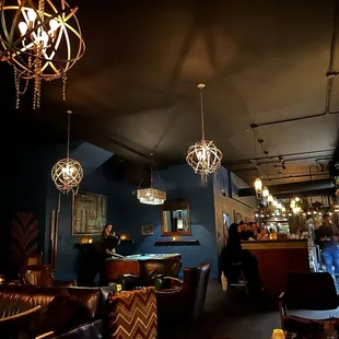 a billiards pool table in a bar