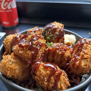 Katsu pork bites   These were amazing and had the perfect crunch and tender meat.