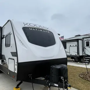 Our trailer and damaged windshield