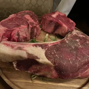 steaks on a cutting board