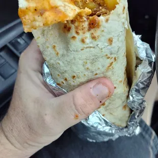 Chorizo and potato breakfast burrito