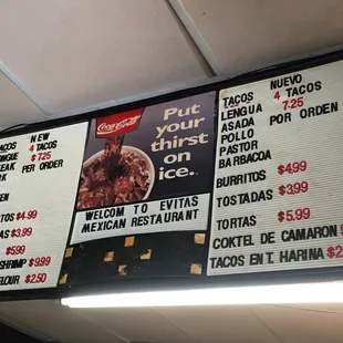 Menu with very reasonable prices.