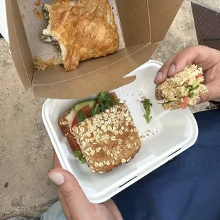 Spinach and feta in phyllo and the &quot;Farmer&quot; chicken sandwich with spicy feta.