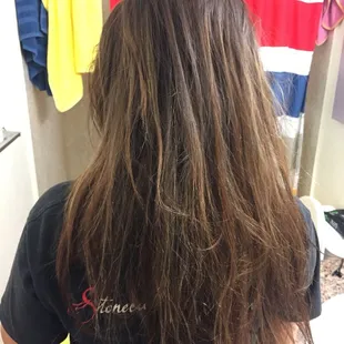 Before picture. This is what the salon did. My wife paid $100 for dark brown..... seriously?
