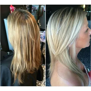 Before &amp; after balayage highlights by Lauren.