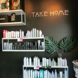 Paul Mitchell take home area.