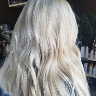 Platinum hair color.