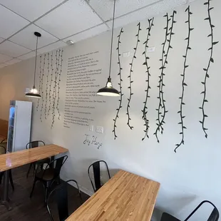 tables and chairs in a coffee shop