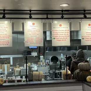 Menu boards inside EVOWOK