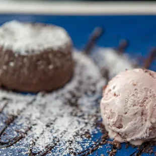 Sokolatina (warm chocolate cake with sour cherry ice cream and chocolate sauce) $12.75