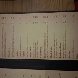 Wine list is......heavily Californian. Would be nice to see more Italian options at an Italian restaurant.
