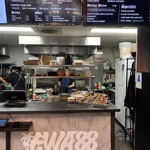 the counter of a restaurant