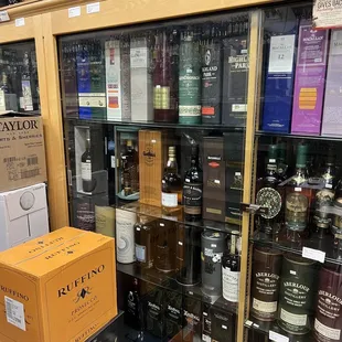 a display of liquor bottles