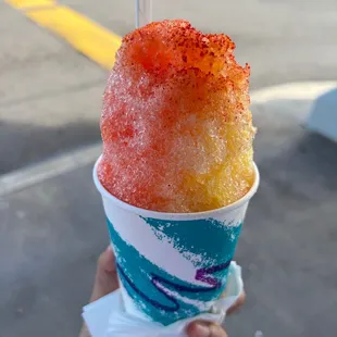 Li hing gummy bear and mango w/ ice cream and mochi balls w/ li hing powder, medium