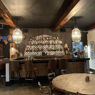 a bar with a lot of chairs