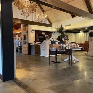 a large open space with tables and chairs