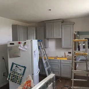 a kitchen being remodeled