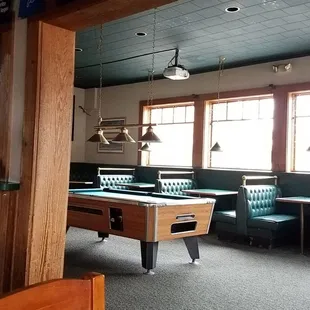 a billiards table in a billiards room