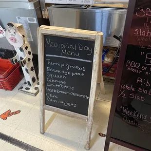 ows menus on chalkboard