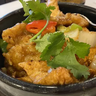 56. Fish and Tofu with X.O. Sauce in Clay Pot