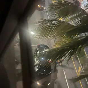 a view of a street from a window