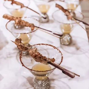 The best French 75 cocktail EVER. Love the pipette idea and the shrimp is awesome