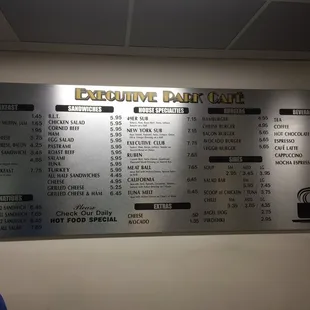 Menu (but they also have tasty specials)