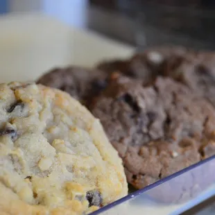 a tray of cookies on a counter