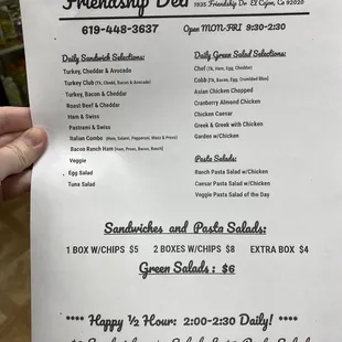 Updated menu