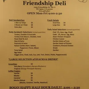 menu