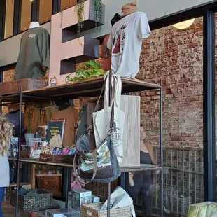 a woman shopping in a coffee shop