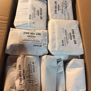 a box of bags of meat