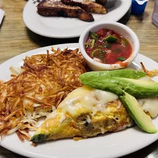 Half portion of the The Pullman omelette. Vegetarian and delicious.