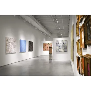 Exhibit by Aberson installation view of exhibition of internationally recognized artist Hunt Slonem's work.