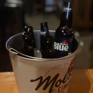Bucket of Labatts comes with 7 beers