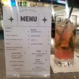 HH menu + summer vespa cocktail