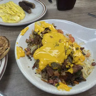 Exit 45 loaded skillet with cheese sauce