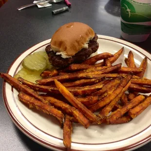 Kids Burger with Sweet Potato Fries