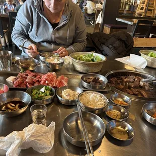 During the meal - ssam &amp; sesame oil for the meat.