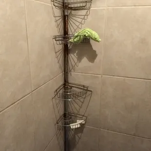 Soap and washcloth left over from previous patrons.