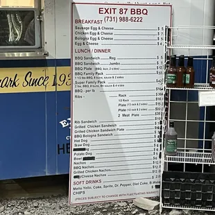 Menu- but only had bologna and pulled pork @ 8:10 pm -