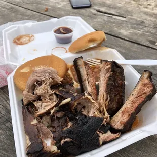 Juicy ribs and pulled pork you don&apos;t need sauce for, but it&apos;s also good dipped!
