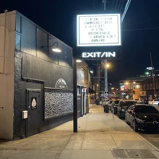 the entrance to a restaurant